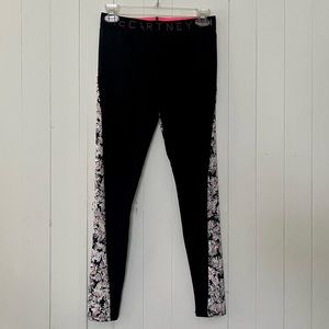 STELLA McCartney Kids 14 Girls Black Floral Athletic Leggings Pants Luxe